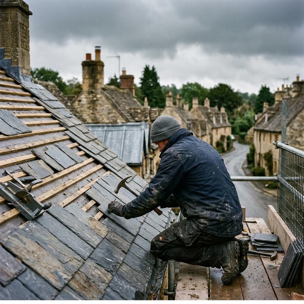 Roofing work in progress